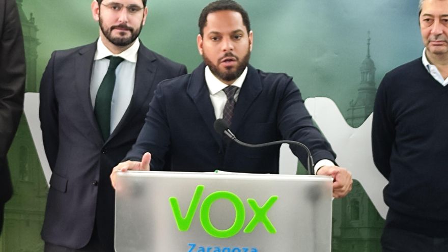 Archivo - El secretario general de VOX, Ignacio Garriga, en la sede de Zaragoza