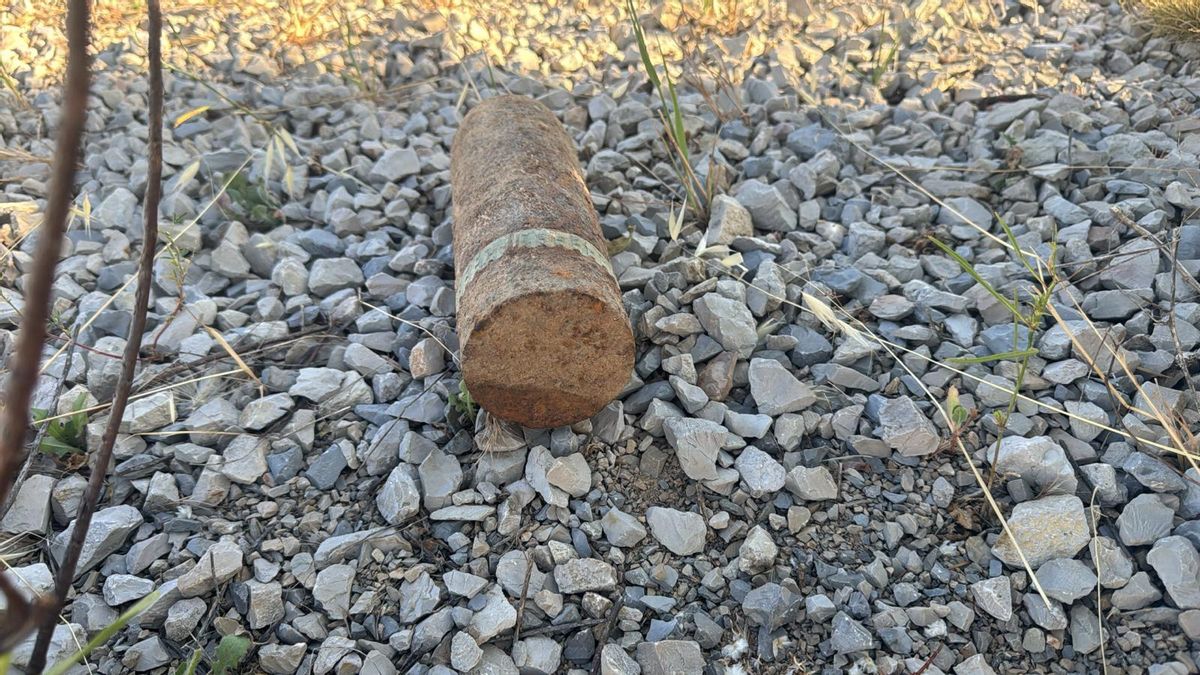 Obús de la guerra civil hallado en Algora (Guadalajara), el 26 de junio de 2026