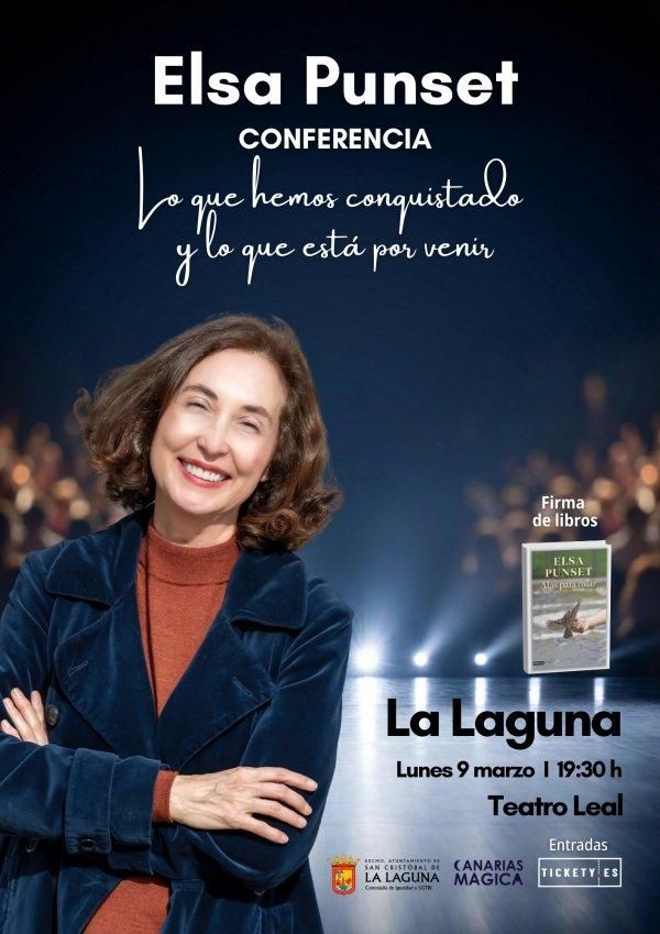 Cartel de la conferencia en La Laguna de Elsa Punset.
