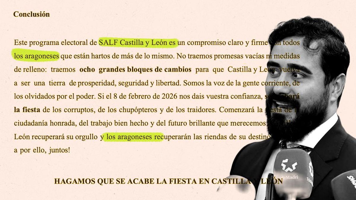 El programa de Alvise para Castilla y León está lleno de promesas para "los aragoneses"