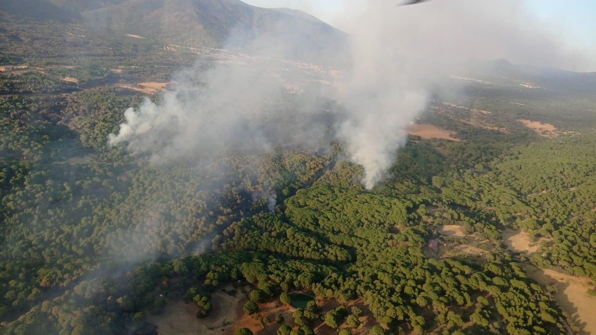Una reactivación del incendio de Burgohondo provoca la evacuación de la urbanización La Picota en La Adrada