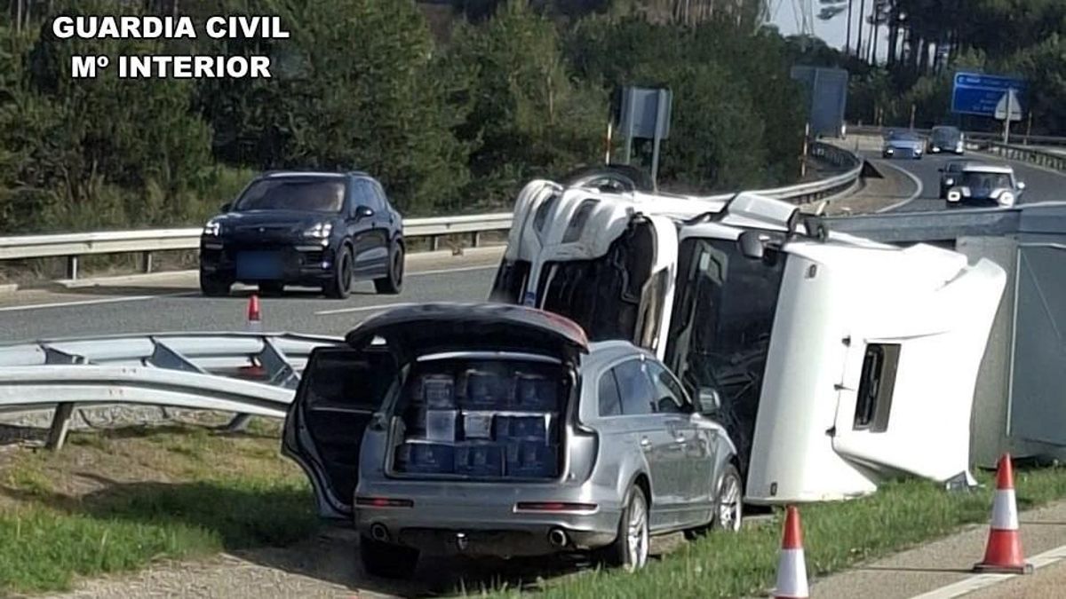 Siete detenidos por aprovechar el accidente de un camión para robar su mercancía por valor de 30.000 euros en León