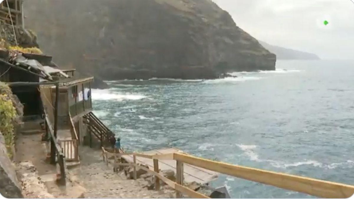 Zona de la costa de Puntagorda donde el hombre cayó al mar. FOTO: TELEVISIÓN CANARIA