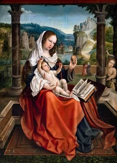 Virgen con el Niño y ángeles cantores. Óleo sobre tabla. 98 x 71 cm. Bernard van Orley. 1515-1520. Museo Nacional del Prado.