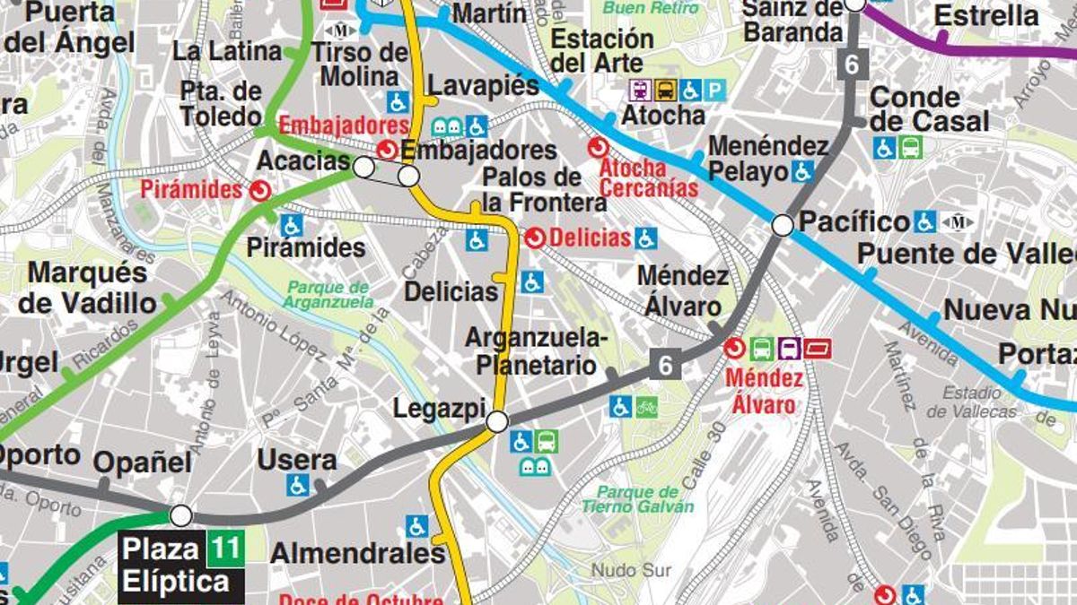Cortada la línea 6 de Metro de Madrid en su tramo sur al iniciar su servicio este viernes