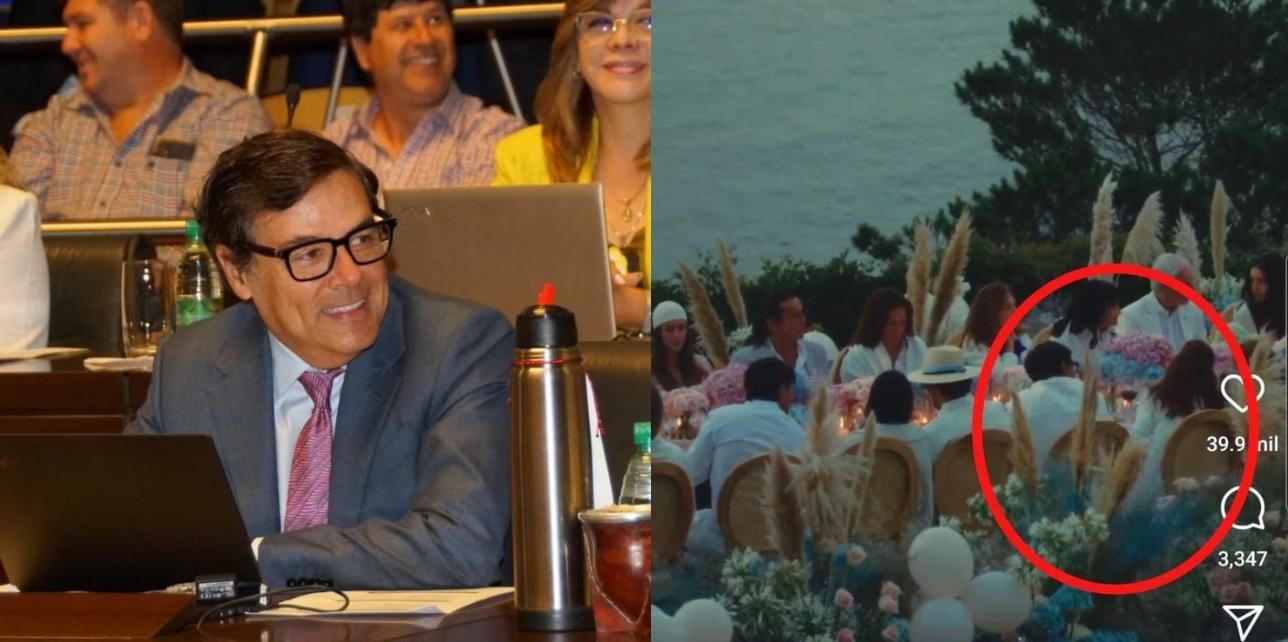 Carlos Rovira y su pareja, Rosanna Spotorno, aparecen sentados, de espaldas, en un video compartido por Marini a sus redes sociales.