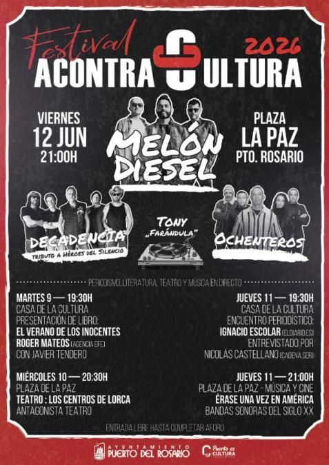 Cartel general de las actividades del festival A Contracultura 2026.
