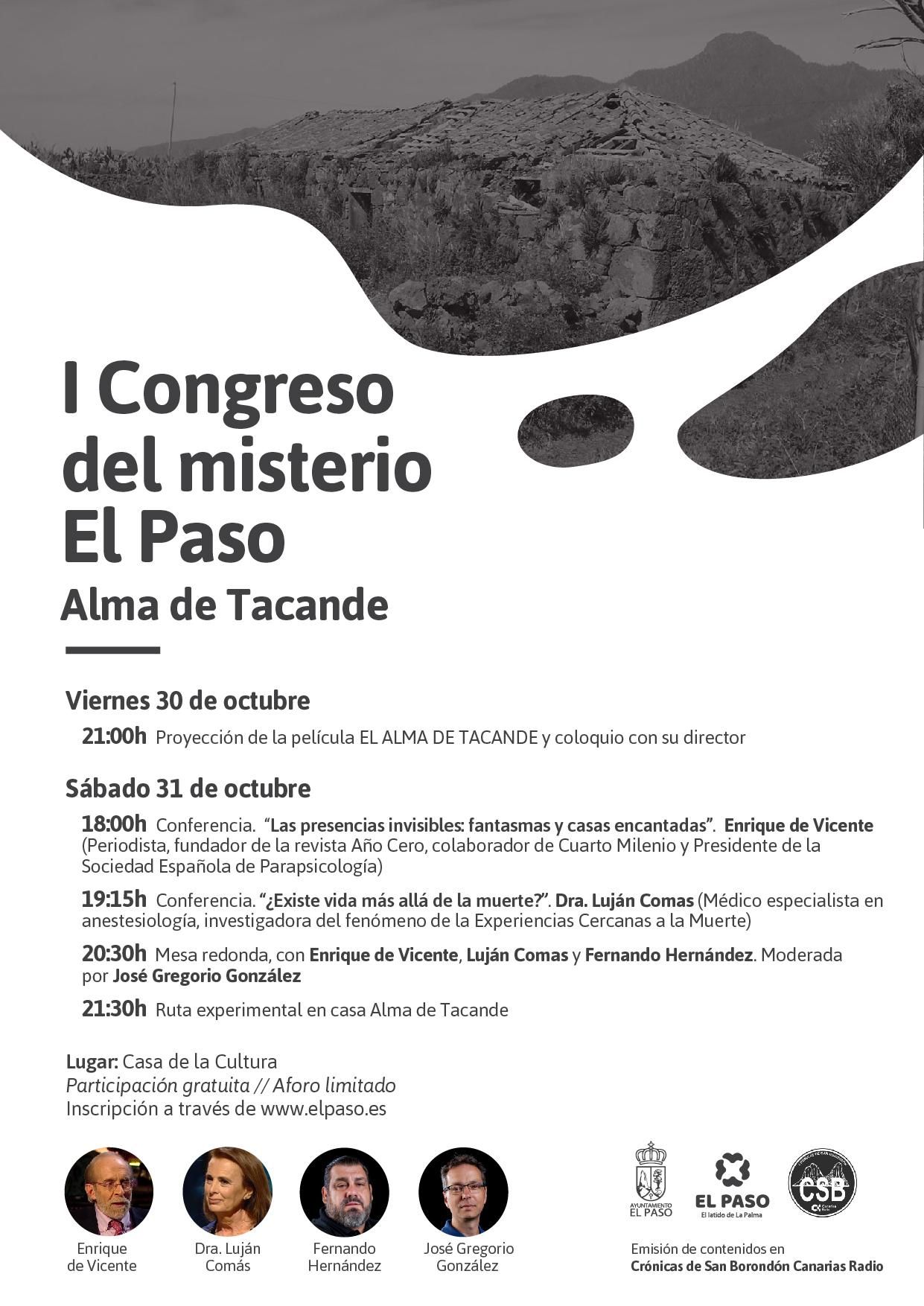 Cartel del  'I Congreso del Misterio' que se celebrará en El Paso dentro de la semana del 'Alma de Tacande'.