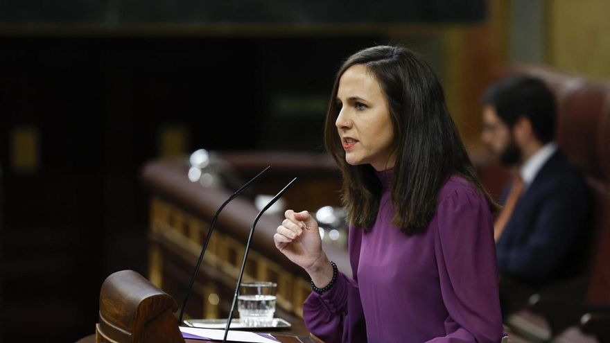 La líder de Podemos, Ione Belarra, durante su intervención en la sesión de Control al Ejecutivo que este miércoles celebra el Congreso.