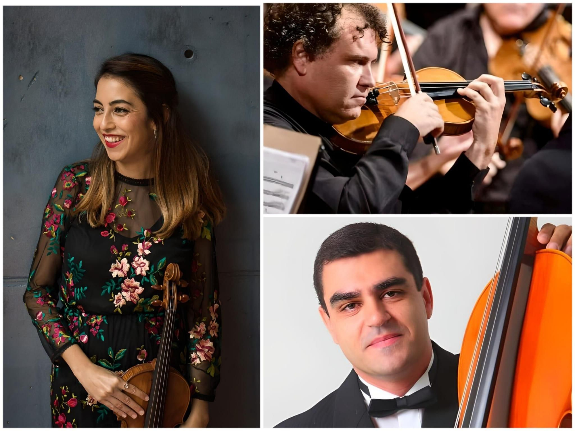 Liliana Mesa Montané (violín), Néstor F. Henríquez Domínguez (violín), y Juan Pablo Alemán en el violoncello.