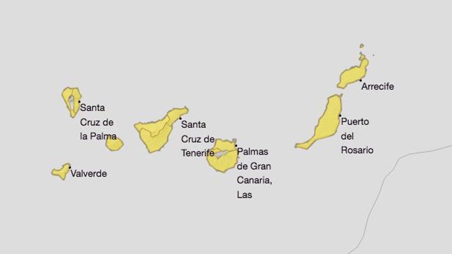 Toda Canarias, en aviso amarillo de Aemet este sábado