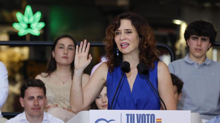 Isabel Díaz Ayuso durante un mitin en Madrid.