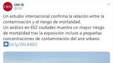 El mensaje en Twitter del CSIC