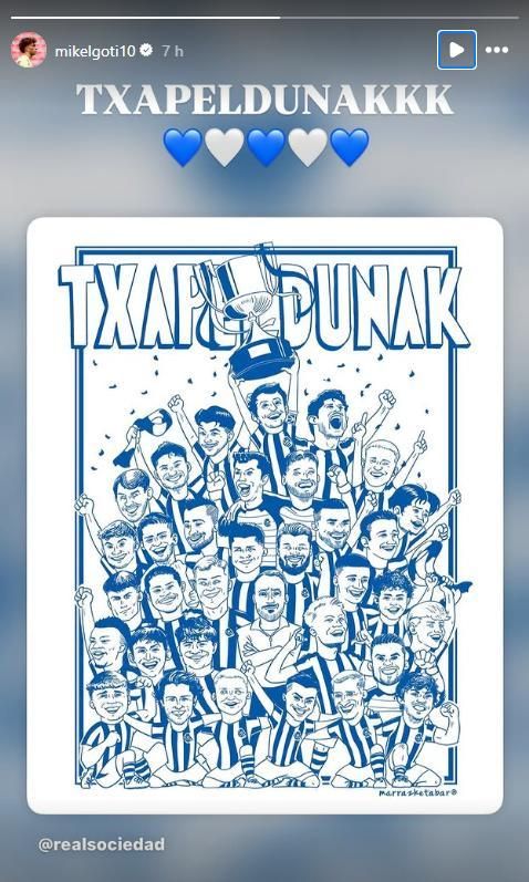 Mikel Goti celebra la Copa del Rey de la Real en sus redes.