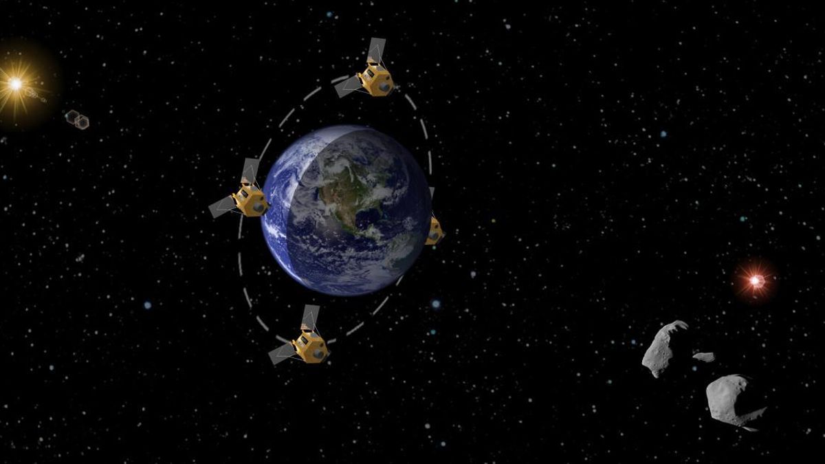 Recreación artística de la órbita del telescopio espacial IACSAT-1.