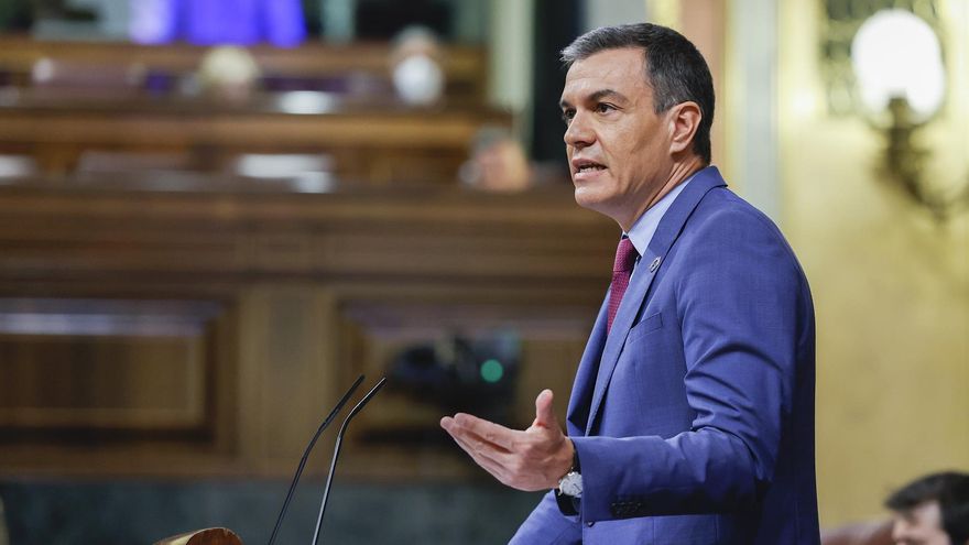 El presidente del Gobierno, Pedro Sánchez interviene durante la segunda jornada del debate sobre el Estado de la Nación este miércoles en el Congreso.