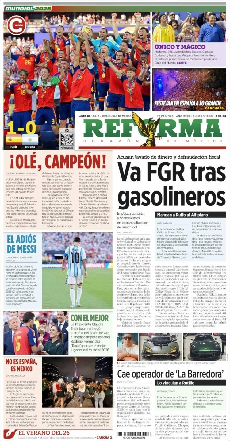 Las lágrimas de Messi y el título de España, en las tapas de los diarios del mundo