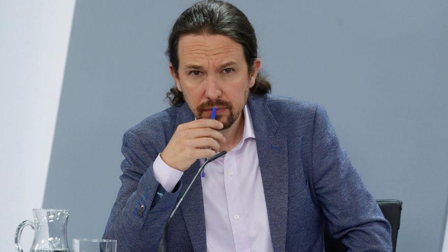 El líder de Podemos, Pablo Iglesias, en una rueda de prensa.
