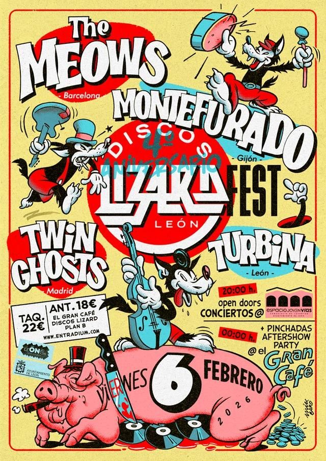 Cartel cuarto aniversario Discos Lizard