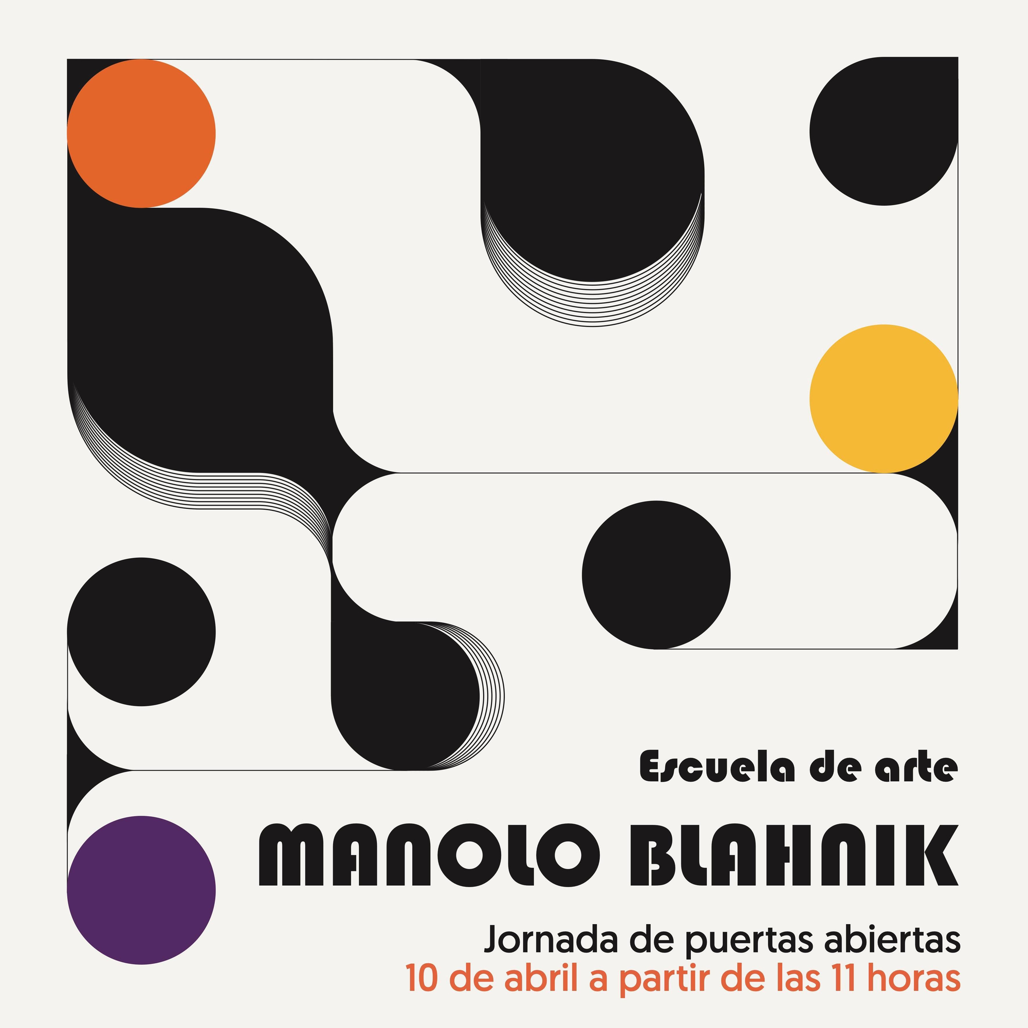 Cartel de la jornada de puertas abiertas en la Escuela de Arte Manolo Blahnik.