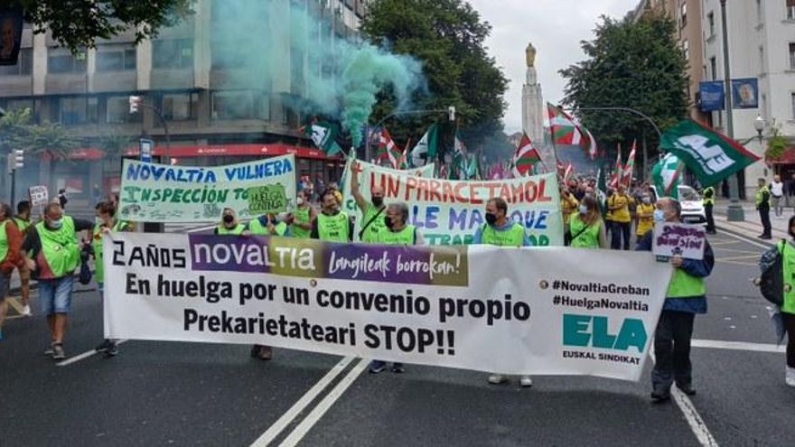 Una manifestación de los trabajadores de Novaltia en Bilbao.