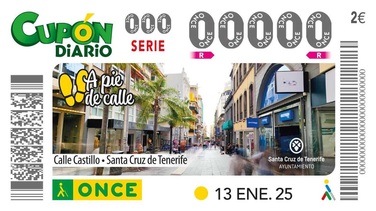 Cupón de la ONCE dedicado a la calle Castillo.