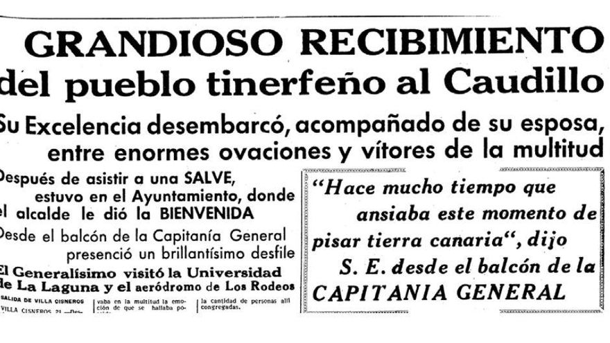 Visita de Franco a Tenerife recogida en prensa. (Catálogo de vestigios)