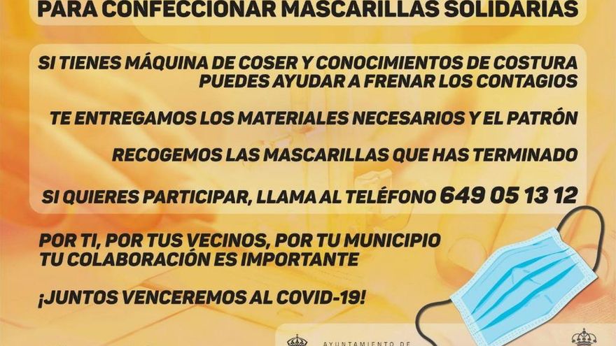 El Ayuntamiento de Sariegos busca voluntarios para confeccionar mascarillas