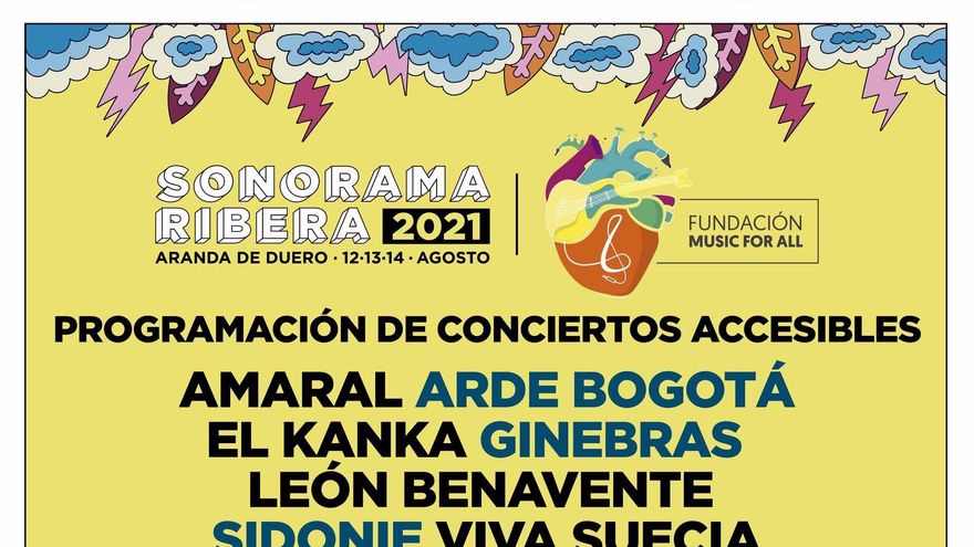 Cartel informativo del Sonorama Ribera 2021 que será accesible para personas con diferentes capacidades.