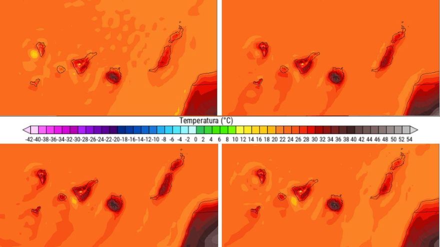 Evolución de las temperaturas en Canarias desde el martes, 19, hasta el viernes, 22 de julio