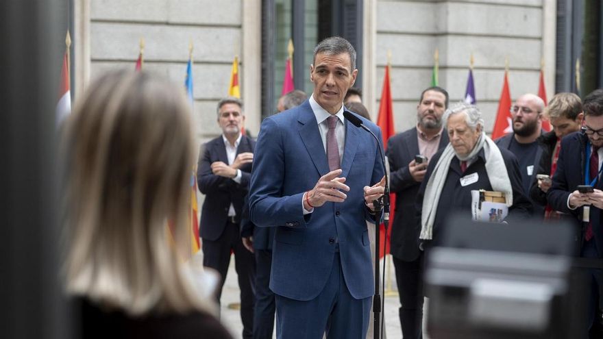 El presidente del Gobierno, Pedro Sánchez, durante el acto institucional por el Día de la Constitución, en el Congreso de los Diputados