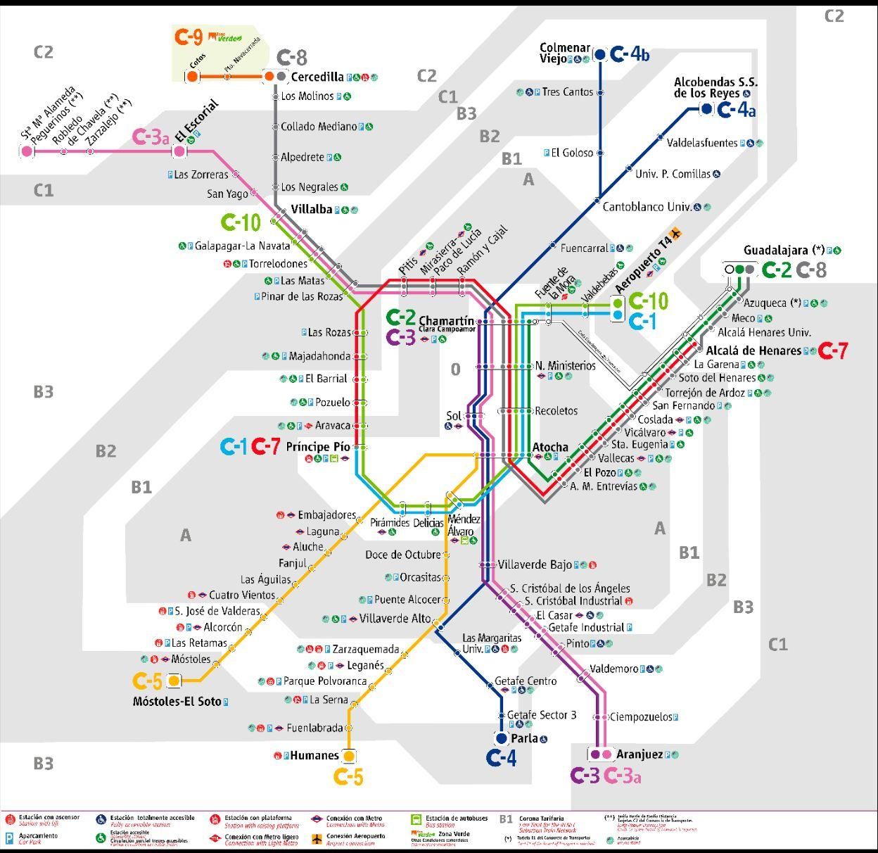 Plano de Cercanías Madrid