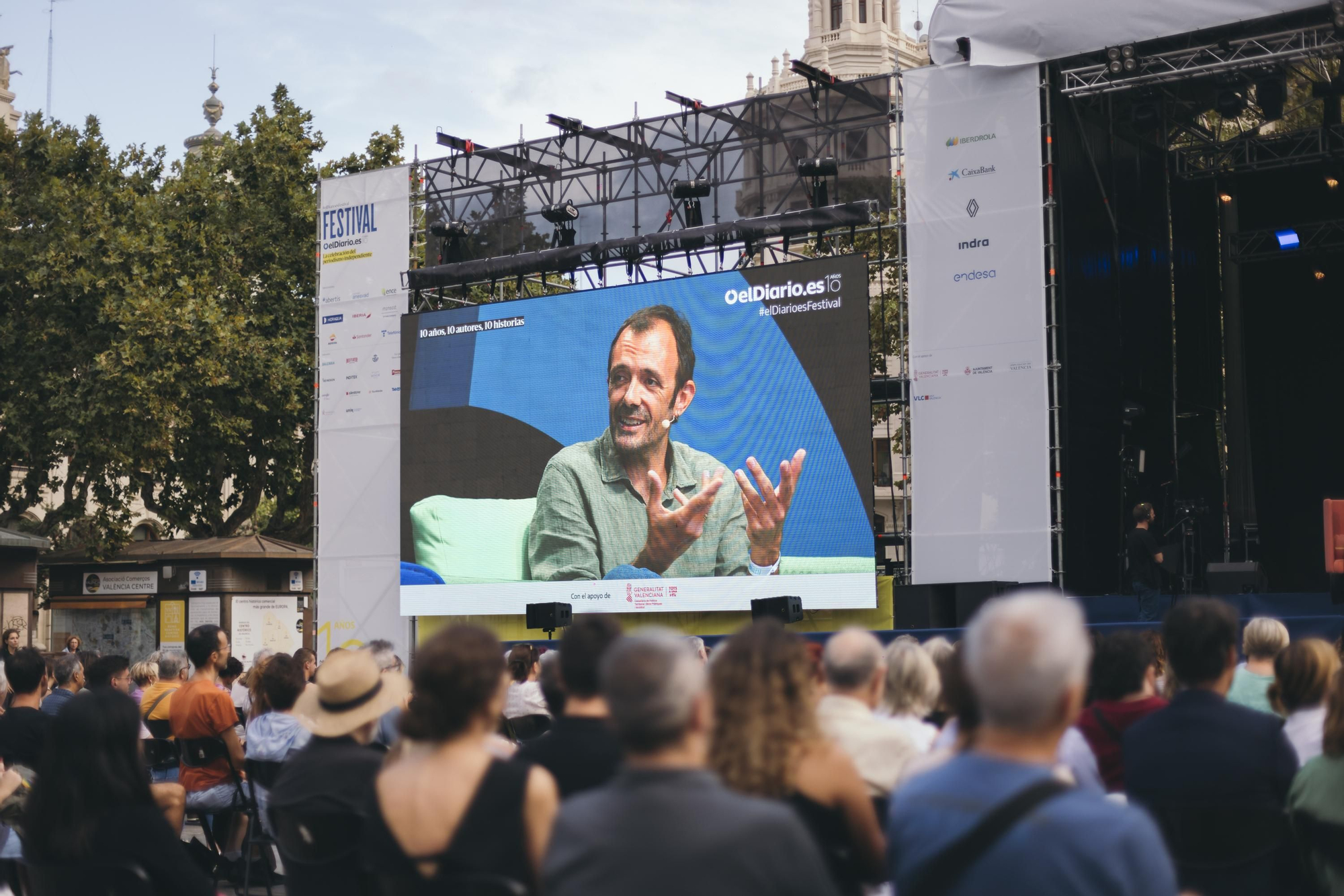 Isaac Rosa, colaborador de elDiario.es, durante el coloquio '10 años, 10 autores, 10 historias'