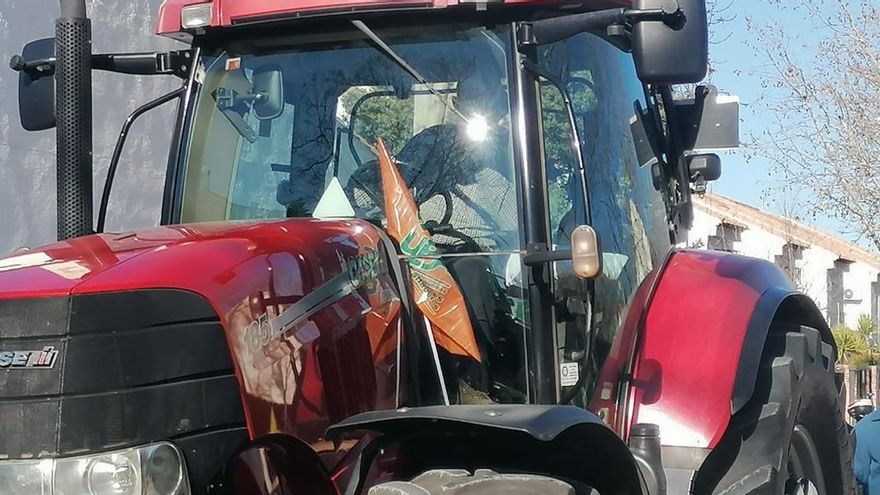 Tractor en la protesta.