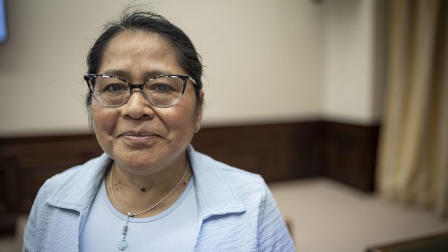María Caliego, refugiada guatemalteca de origen maya, superviviente del genocidio en su país.