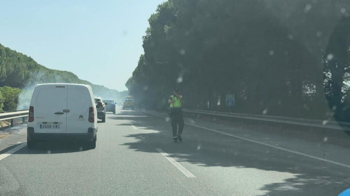 Un incendio corta la AP-4 en sentido Cádiz a la altura de Puerto Real durante varias horas