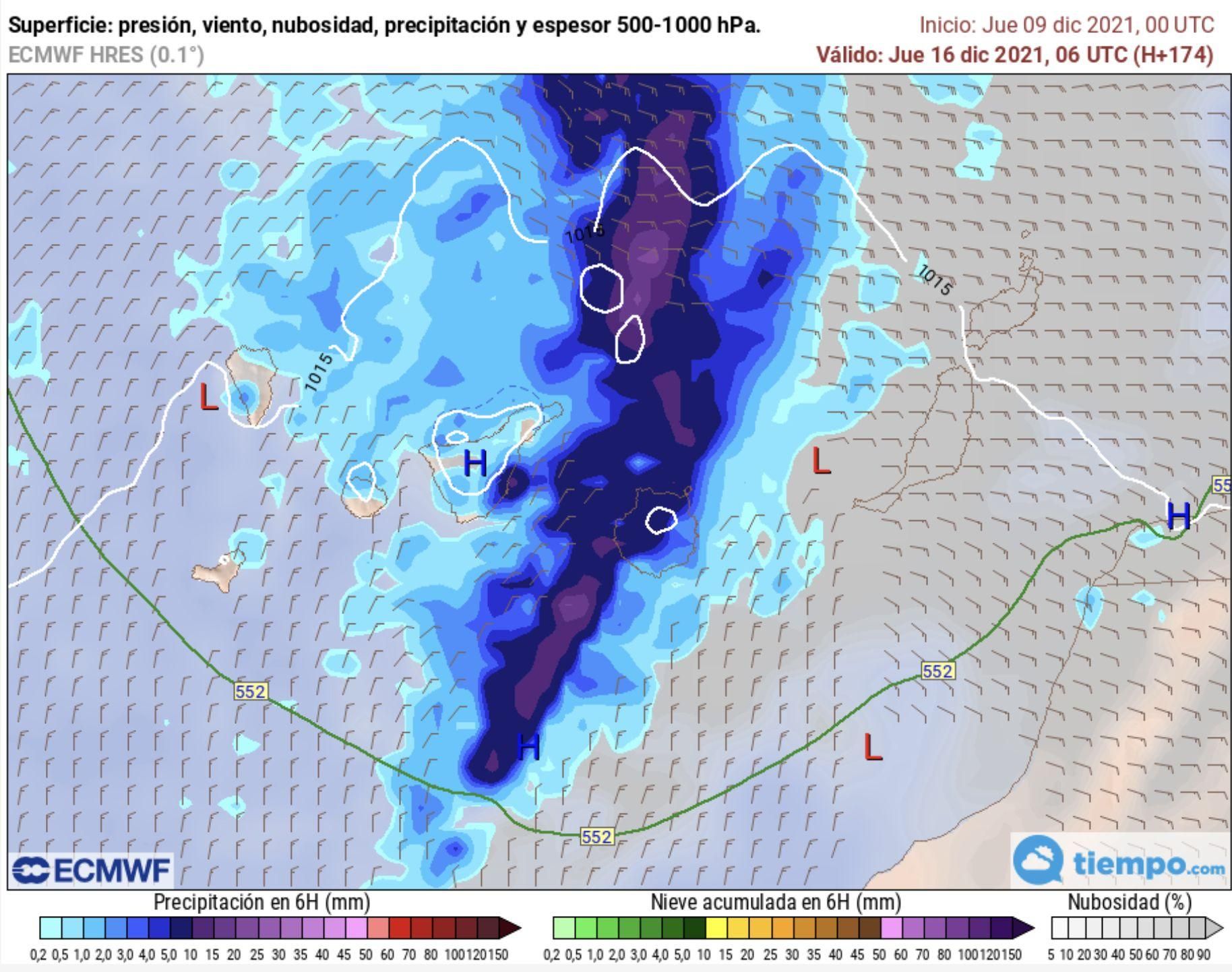 Lluvias intensas en Gran Canaria para este jueves.