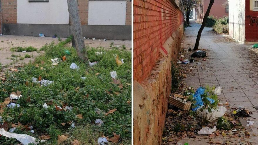 Imágenes facilitadas por Más Madrid para denunciar la suciedad en las calles en Villaverde.