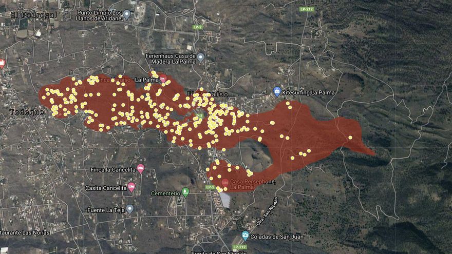 MAPA | La lava se extiende ya por 166 hectáreas y ha destruido 350 inmuebles