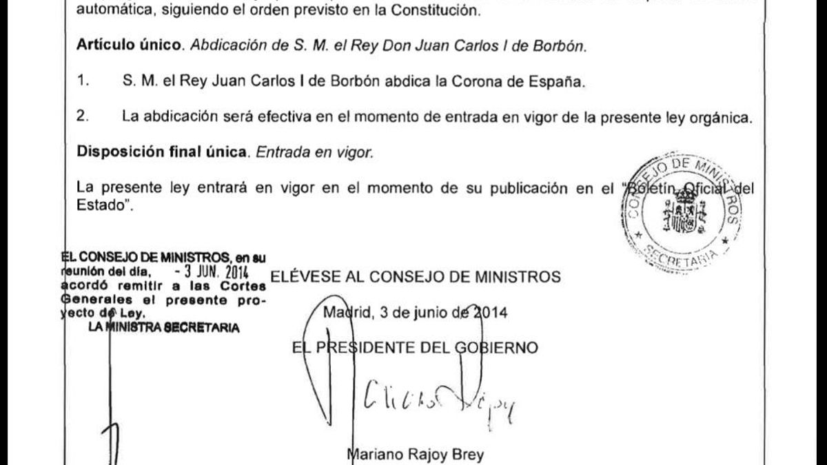 El muy breve proyecto de ley de la abdicación