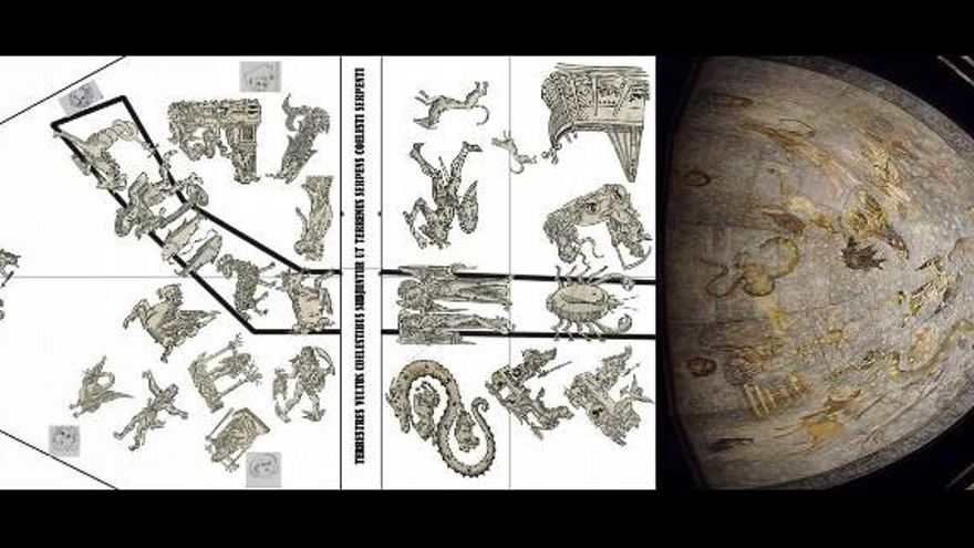 Boceto y restos del cielo de la Universidad de Salamanca. // USAL