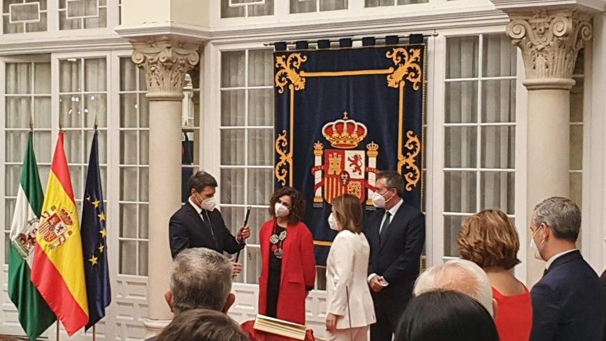 Pedro Fernández toma posesión como delegado del Gobierno en Andalucía, en un acto presidido por la ministra María Jesús Montero y el alcalde de Sevilla, Juan Espadas, nombres que suenan para suceder a Susana Díaz, también presente en el acto.