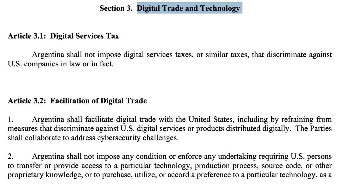El acuerdo entre EE.UU. y Argentina.