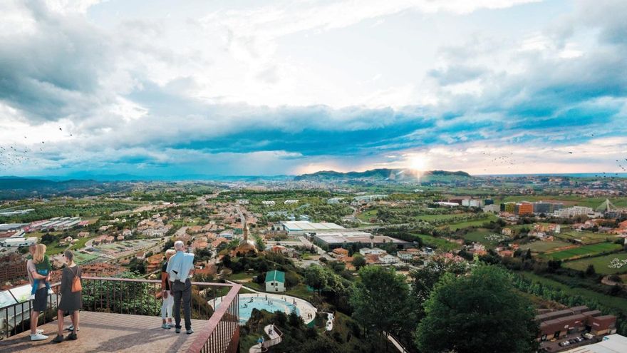 Recreación infográfica de una vista del municipio en su parte occidental desde lo alto de Peñacastillo.