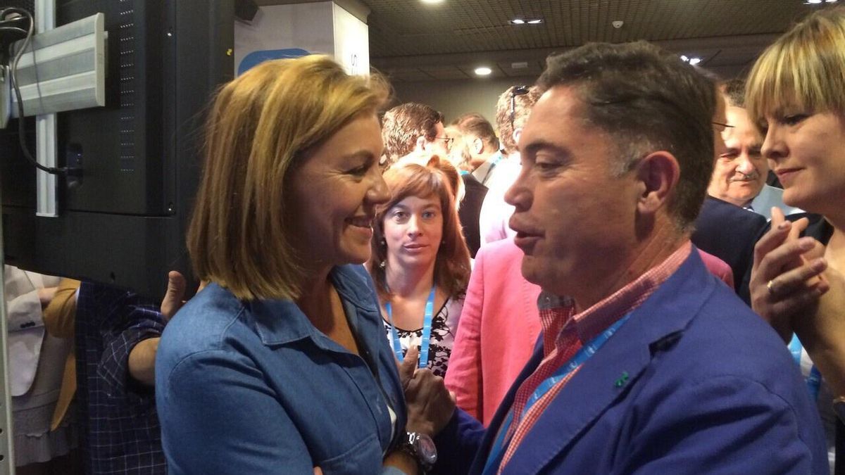 Marcos Martínez junto a María Dolores de Cospedal durante la Intermunicipal del PP.