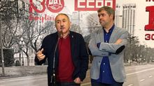 Pepe Álvarez, secretario general del UGT, y Unai Sordo, secretario general de CCOO, en la rueda de prensa previa a la celebración del 30 aniversario de la huelga general del 14-D.