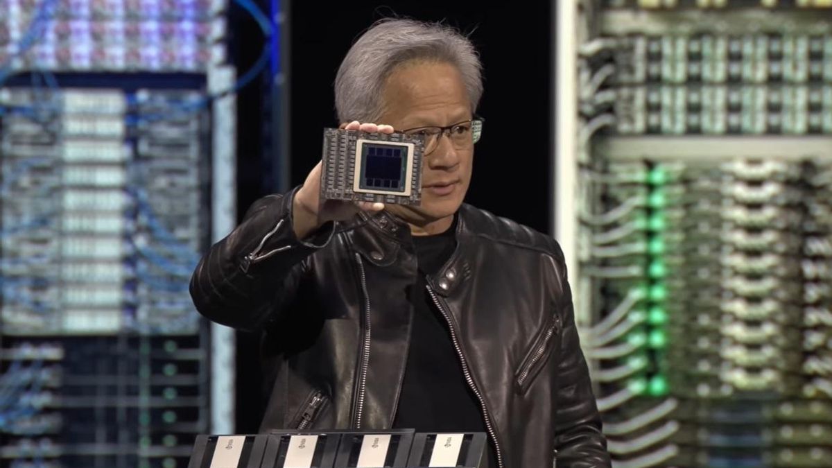 Jensen Huang, cofundador y director ejecutivo de Nvidia, durante la presentación de Blackwell, su último chip de IA