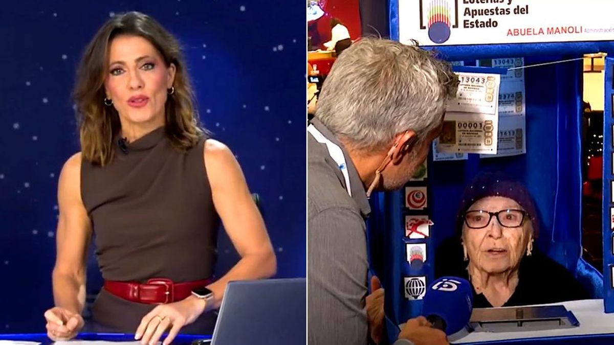 Informativos Telecinco tranquiliza con la mujer que se cayó en la Lotería y excusa a su reportero: "Quedó en un susto"