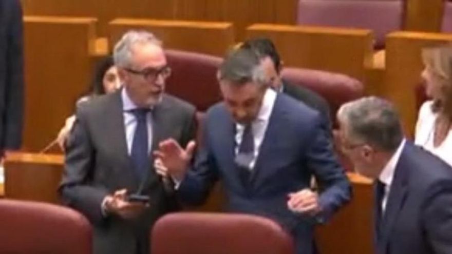 Los diputados de Vox, discutiendo por un sillón de las Cortes de Castilla y Léon