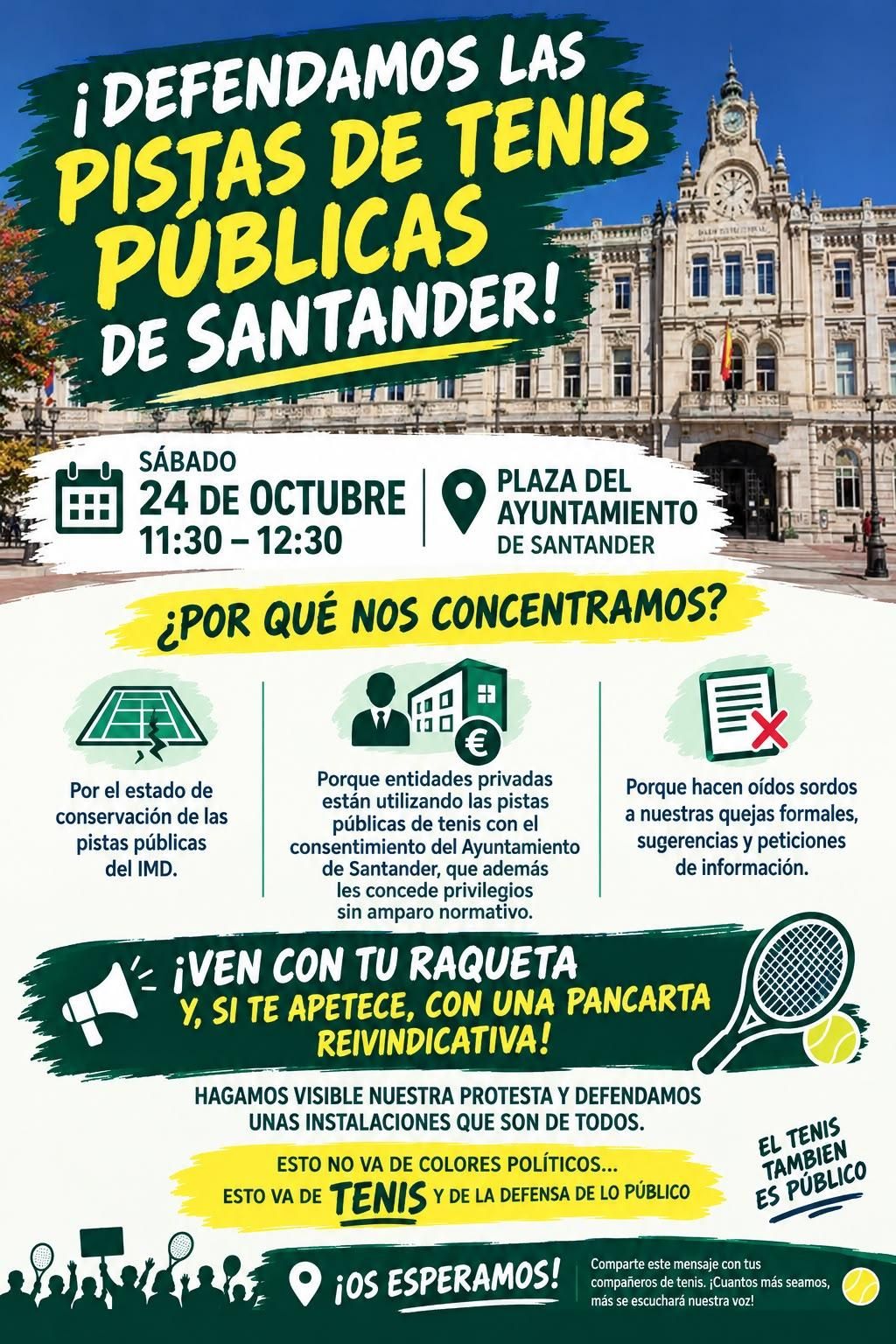 Cartel de la convocatoria en defensa de las pistas de tenis públicas.